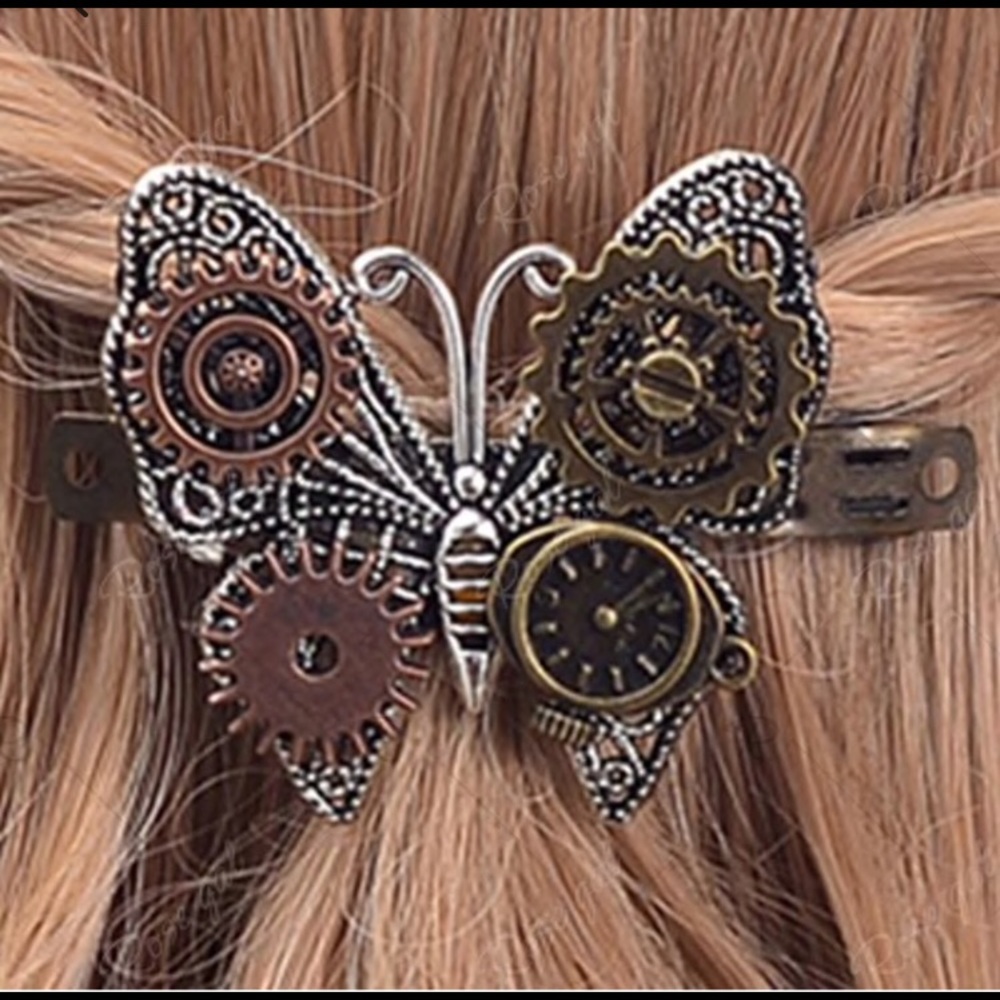 Steampunk butterfly hair clip